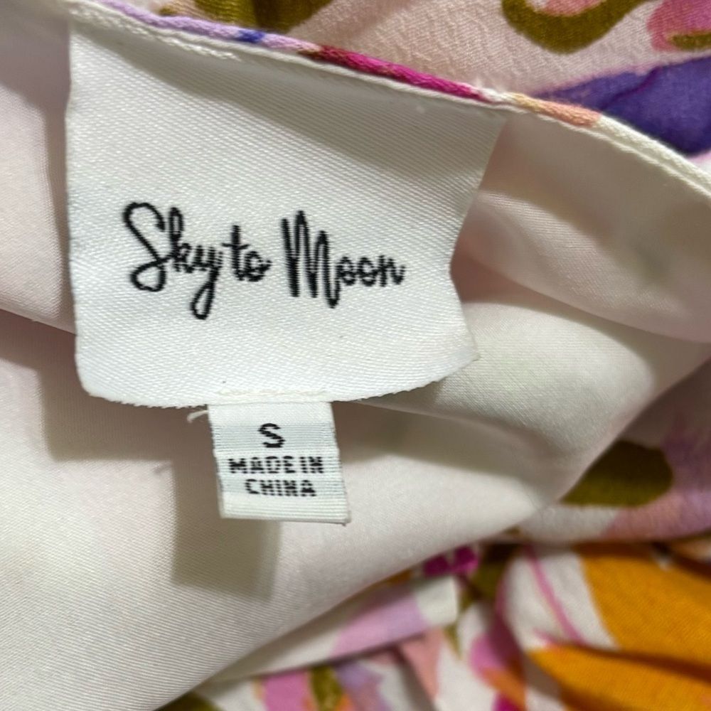Sky to Moon One Shoulder Colorful Floral Side Cutout Mini Dress Size Small - Picture 5 of 10